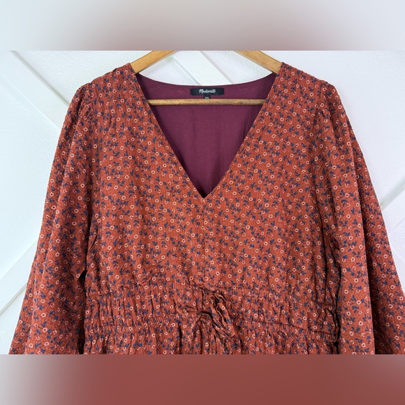 Madewell Sophia Tie-Front Midi Dress in Teaberry Floral Size XXL Fall Autumn - Picture 5 of 11
